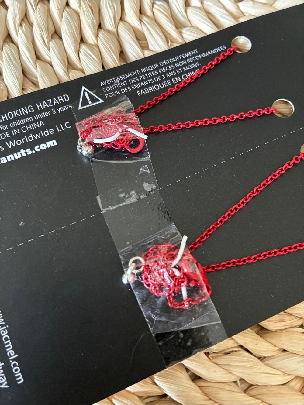 Pair of 2 Snoopy Woodstock BFF Heart Necklaces Red Chain Lobster Claw Clasp NEW - Picture 6 of 6